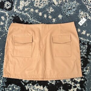 Tan faux leather mini skirt